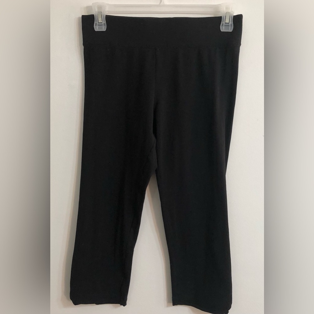 Women’s high rise legging  ankle stripes holes designed pull on black. L